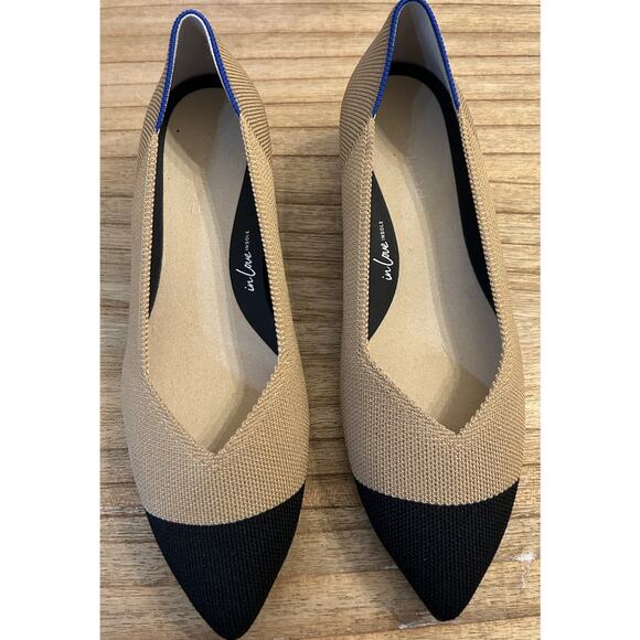 Rothys Size 8.5 The High Point Heels Wren Captoe Camel Black Colorblock Pumps - Picture 5 of 12